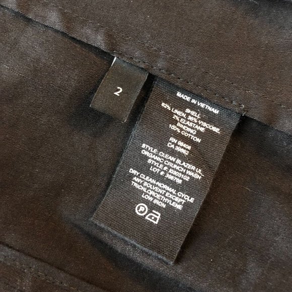 Theory Womens Clean Blazer Organic Crunch Wash Open Front Linen Blend Black 2 - Picture 4 of 4